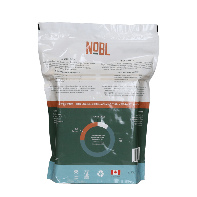 Adult Canine Food Bars: Beef and Chicken Recipe - BULK BAG - NOBL Foods